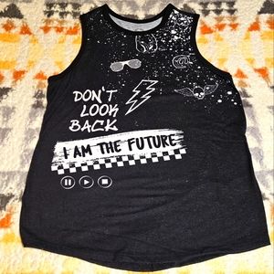 New Wonder Nation Boys Tank Top Black XL 16 Dont Look Back I Am The Future